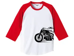 スピードアディクト サイドプリント Raglan 3/4 Sleeves T-shirt WHITE × RED/白赤 七分袖 ラグラン 長袖 ロンtee triumph bsa norton ducati bmw