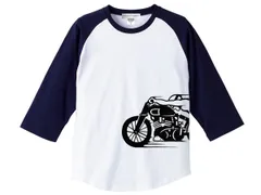 スピードアディクト サイドプリント Raglan 3/4 Sleeves T-shirt WHITE × NAVY/白 トライアンフ ボンネビル t100 t120 t140 tr6 サンダーバード