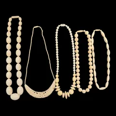 【象牙調 まとめて ③】ネックレス　彫刻　アイボリー　象牙風　ジュエリー　アクセサリー　遺品整理