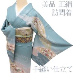 605mh68☆春峰 付下げ訪問着 金駒刺繍 金銀彩 松竹梅 落款 作家物☆美