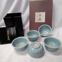 未使用】 ◇ 深川製磁 ◇ 青磁 百合型仙茶碗5客揃 - メルカリ