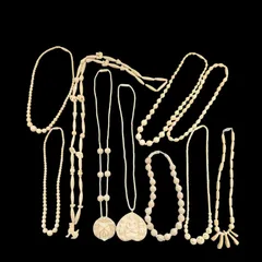 【象牙調 まとめて ④】ネックレス　彫刻　アイボリー　象牙風　ジュエリー　アクセサリー　遺品整理　大量