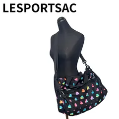 LeSportsac ハート柄 2WAYボストンバッグ ブラック ショルダー付