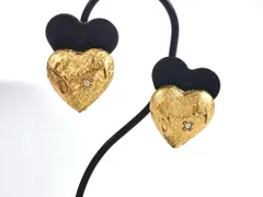 ジバンシィ　GIVENCHY　ヴィンテージ　1Pストーン　ハート　イヤリング　幅:1.7cm　ゴールドカラー　送料無料