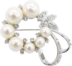 petite fleur パール ブローチ フォーマル 結婚式 卒業 入学 七五三 お宮参り ガラスパール ブライダル 古稀 プレゼント 母の日 ギフト 入園卒園 おしゃれ ビジネス (7粒ブローチ,  3.8cm x 4cm)