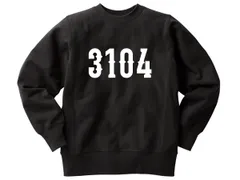 リバース縫製 サイドリブ 3104 SWEAT BLACK/黒 ブラック トレーナー カレッジロゴ ナンバリング 数字 さとし サトシ 3104丁目 bjc the blankey jet city ブランキージェットシティ 浅井健一 sherbets