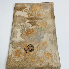 ［7320］袋帯 鼓吉祥文様 金 全通 正絹 着物 アンティーク