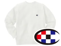 リバース縫製 サイドリブ C SWEAT WHITE/白 ヴィンテージ ビンテージ スウェット トレーナー チェッカーフラッグ 裏起毛 サイドリブ ヘビーウェイト 厚手 メンズ レディース 単色タグ 単タグ トリコタグ 青タグ 70s 80s 90s