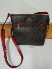 美品 【2633H19】 COACH コーチ ショルダーバッグ ブラウン/レッド 中古