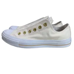 コンバース オールスター スリッポン 25cm ホワイト ゴールド金具 キャンバス レディース スニーカー