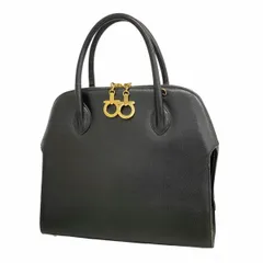 【6cb2566】サルヴァトーレフェラガモ ハンドバッグ ガンチーニ レザー ブラック ゴールド金具【中古】レディース