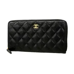 【6cb2735】シャネル 長財布 マトラッセ キャビアスキン ブラック ゴールド金具【中古】レディース