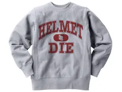 リバース縫製 サイドリブ HELMET OR DIE SWEAT GRAY × RED/グレー ヴィンテージ ビンテージ スウェット トレーナー チャンピオン bell 500tx buco mchal simpson arai shoei agv shm
