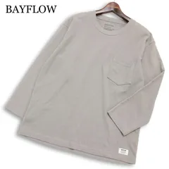 BAYFLOW ベイフロー 通年 ロゴ★ 長袖 ポケット カットソー ロンTシャツ ポケT Sz.3 メンズ グレー
