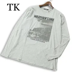 【新品 未使用】 TK タケオキクチ グラフィック プリント★ 長袖 カットソー ロンTシャツ Sz.LL メンズ グレー 大きいサイズ