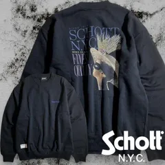 Schott N.Y.C. ショット FINEST QUALITY 12.5oz 裏パイル バックプリント クルーネック 長袖 スウェットシャツ トレーナー プルオーバー 782-4232004 定価1.4万 ブラック S ▲017▼60313w01のサムネイル
