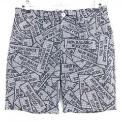 ニューバランス ハーフパンツ 黒×白 ロゴ総柄 チェック メンズ 4(M) ゴルフウェア New Balance
