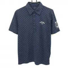 キャロウェイ 半袖ポロシャツ ネイビー×白 ドット ロゴ刺しゅう  メンズ L ゴルフウェア Callaway