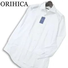 【新品 未使用】 ORIHICA オリヒカ 通年 形態安定★ 抗菌防臭 長袖 格子柄 チェック シャツ Yシャツ Sz.M メンズ 白