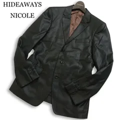 HIDEAWAYS NICOLE ハイダウェイ ニコル 通年 背抜き 光沢★ スリム テーラード ジャケット ブレザー Sz.46 メンズ 黒