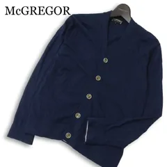 McGREGOR マクレガー 通年 ロゴ刺繍★ コットン ニット カーディガン 羽織り Sz.M メンズ 紺 ネイビー