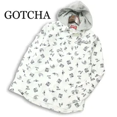 【新品 未使用】 GOTCHA ガッチャ 通年 フード着脱可 ロゴ刺繍 総柄★ プリント 長袖 シャツ パーカー Sz.M メンズ  サーフ