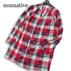 nonnative ノンネイティブ NN-J3119★ チェック ノーカラー ロング カーディガン ガウンコート 羽織り Sz.1 メンズ 日本製のサムネイル