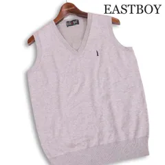 EASTBOY イーストボーイ 通年 刺繍★ Vネック コットン ニット スクール ベスト Sz.11 レディース グレー 女子 学生 通学