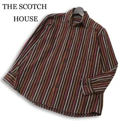 【美品】 THE SCOTCH HOUSE スコッチハウス 通年 ロゴ刺繍★ 長袖 ストライプ シャツ Sz.M メンズ