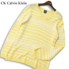 CK Calvin Klein カルバンクライン 通年 ボーダー★ Vネック コットン ニット セーター Sz.M　メンズ