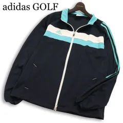adidas GOLF アディダス ゴルフ ロゴ刺繍★ ジャージ トラック ブルゾン ジャケット Sz.O メンズ 紺 ネイビー 大きいサイズ