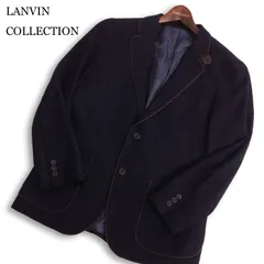 LANVIN COLLECTION ランバン コレクション 通年 総裏★ シルク混 パイピング ブレザー ジャケット Sz.46　メンズ ネイビー