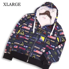XLARGE エクストララージ 通年 総柄★ ロゴ スウェット ジップアップ パーカー フーディー Sz.M メンズ