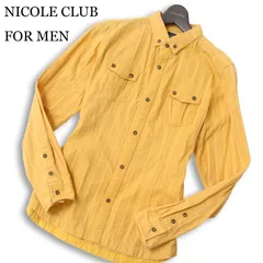 NICOLE CLUB FOR MEN ニコルクラブ フォーメン 襟ワイヤー★ 長袖 ボタンダウン ストライプ ワーク シャツ Sz.46 メンズ