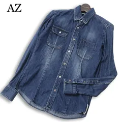 AZ by junhashimoto エーゼイ バイ ジュンハシモト USED加工★ 長袖 ボタンダウン デニム ワーク シャツ Sz.M メンズ 日本製のサムネイル
