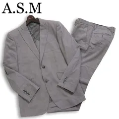 A.S.M アトリエサブ メン 通年 背抜き★ ピンストライプ セットアップ スーツ Sz.52(LL) メンズ グレー ビジネスのサムネイル