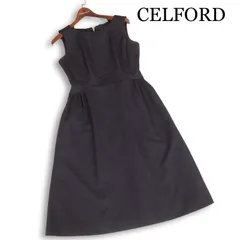 【美品】CELFORD セルフォード 通年★ シャンタン グログラン ノースリーブ ワンピース ドレス Sz.36 レディース 黒