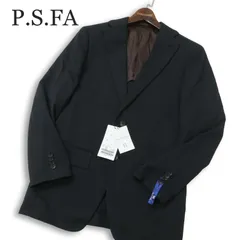 【新品 未使用】 P.S.FA パーフェクトスーツファクトリー 通年 背抜き ストライプ テーラード ジャケット Sz.88Y4 メンズ 黒