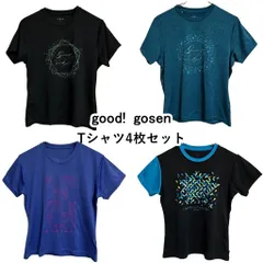 【4枚セット・美品】good! gosen ゴーセン レディース 半袖 Tシャツ まとめ売り バドミントン テニス ソフトテニス 練習着 ポリエステル 吸汗速乾 スポーツ ブラック ブルー GOSEN CUP LADIES 大会記念【M・L】2601033AP