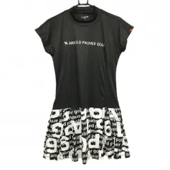 【美品】アーノルドパーマー 半袖ハイネックワンピース 黒×白 スカート総柄 レディース L ゴルフウェア Arnold Palmer