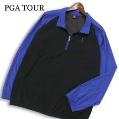PGA TOUR PGAツアー ゴルフ 通年 ロゴ★ バイカラー 長袖 ハーフジップ プルオーバー シャツ Sz.LL メンズ 大きいサイズ
