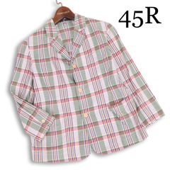 45R 45rpm フォーティーファイブ 通年 チェック柄★ シャンブレー テーラード ジャケット ブレザー Sz.F　レディース