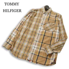 TOMMY HILFIGER トミーヒルフィガー 通年 カシミヤ混★ ロゴ刺繍 長袖 チェック ボタンダウン シャツ Sz.S メンズ