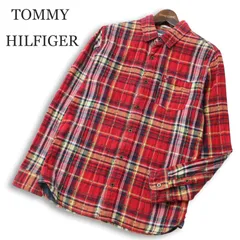 TOMMY HILFIGER トミーヒルフィガー 通年 ロゴ刺繍★ ダブルガーゼ チェック 長袖 ボタンダウン シャツ Sz.S メンズ