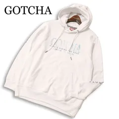 GOTCHA ガッチャ 通年 ロゴ ラメ プリント★ スウェット プルオーバー パーカー Sz.M メンズ 白 サーフ