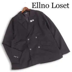 Elino Loset エルノロゼット 通年 総裏★ ローズ刺繍 オーバーサイズ ダブル ジャケット ブレザー Sz.L レディース 黒