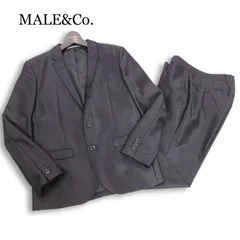 MALE&Co. タカキュー 通年 総裏★ 微光沢 ストライプ スリムフィット セットアップ スーツ Sz.S/M　メンズ 黒 ビジネス