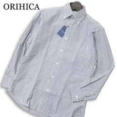 【新品 未使用】 ORIHICA オリヒカ 形態安定 抗菌防臭★ 長袖 ボタンダウン ストライプ シャツ Sz.M メンズ