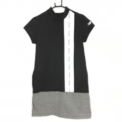 【超美品】ニューバランス 半袖ハイネックワンピース 黒×白 裾千鳥格子 レディース 2(L) ゴルフウェア 2024年モデル New Balance