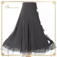 社交ダンス 衣装 スタンダード スカート レッスンウェア 白 黒 スパンコール ブラック系 ホワイト系 レース フォーマル 上品 練習着 気品 スカート丈 約79.5cm ウエストゴム 伸縮性 ポリエステル 社交ダンス用 大人 レディース おしゃれ フェミニン